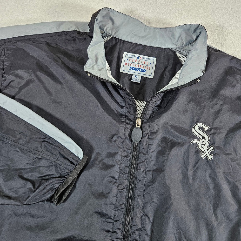 Chicago White Sox Starter Windbreaker Mens XL Black Grey Half Zip MLB Jacket